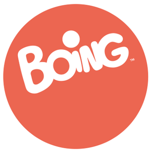 Red Boomerang with Logo - Boing (French TV channel)