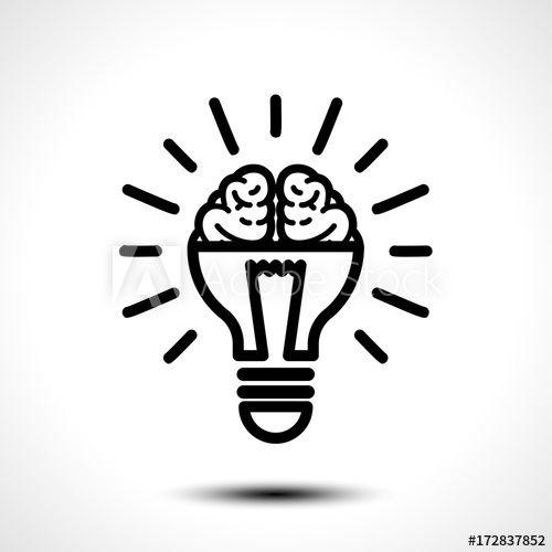 Thinking Logo - Logo with a half of light bulb and brain isolated on white
