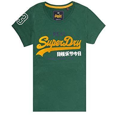 Green X Logo - Superdry Womens Vintage Logo Tri Colour Entry Tee in Pine Green