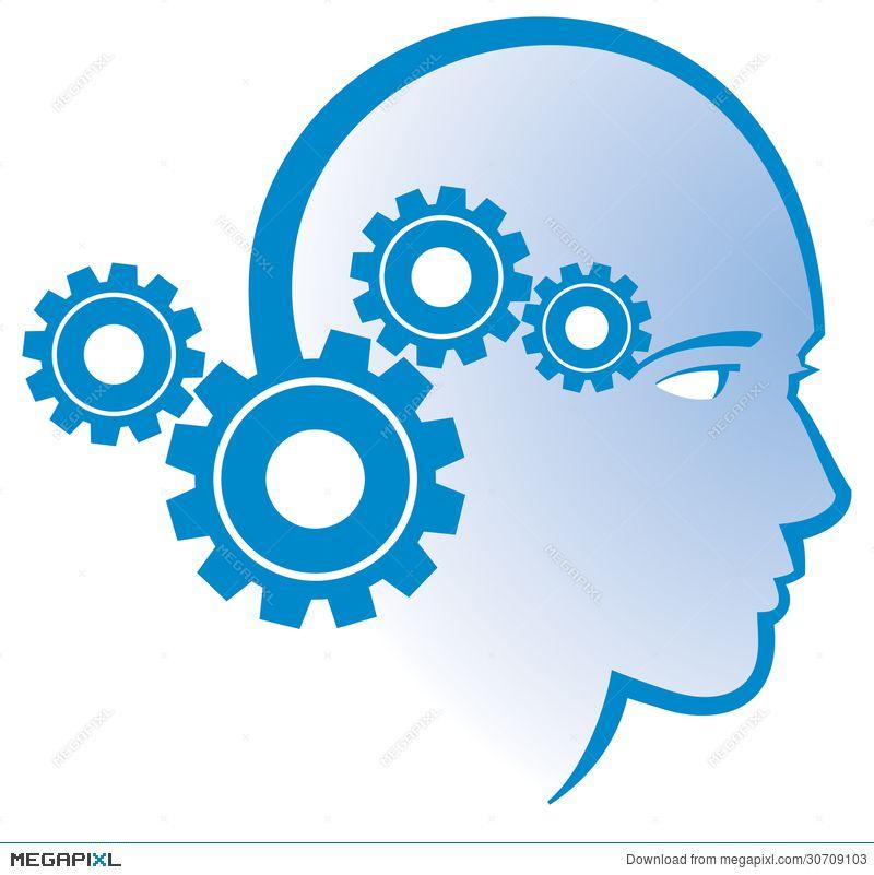 Thinking Logo - Gear Head Logo Illustration 30709103