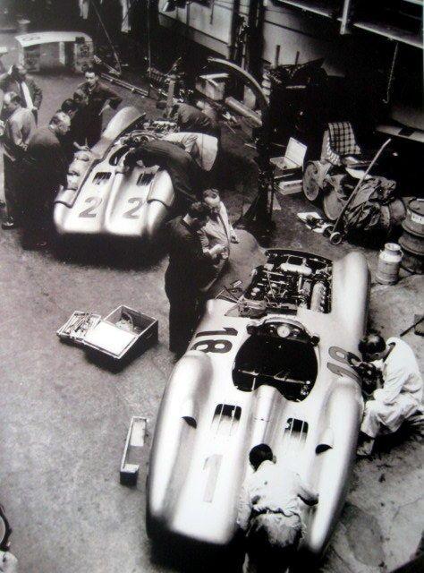 2 Silver Arrows Logo - French Grand Prix 1954 Reims Benz W196 Fangio & Kling No