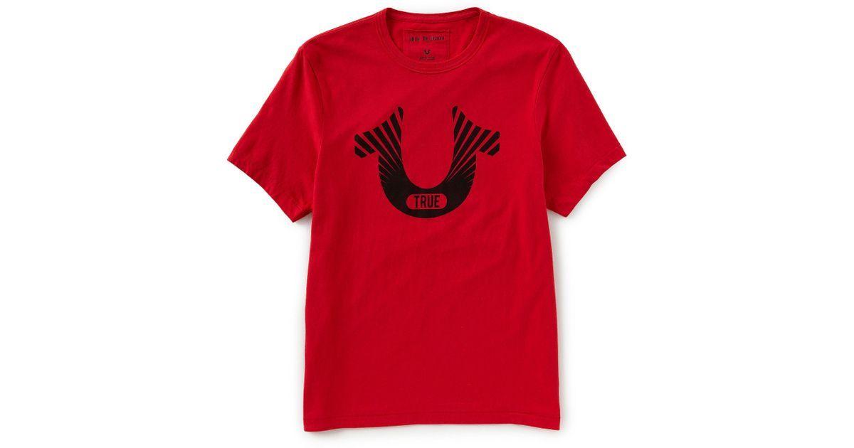Red Horseshoe Logo - True Religion Horseshoe Logo Graphic Short-sleeve T-shirt in Red for ...