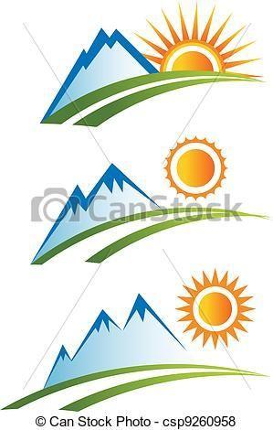 Sun Mountain Logo - Set of Mountain with Sun - csp9260958 | Mountain Logo