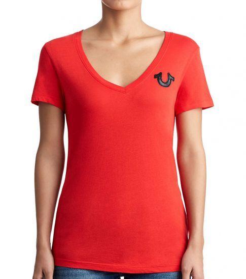 Red Horseshoe Logo - True Religion Ruby Red Horseshoe Logo T-Shirt for Women Online India ...