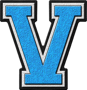 Blue Letter V Logo - Presentation Alphabets: Light Blue Varsity Letter V