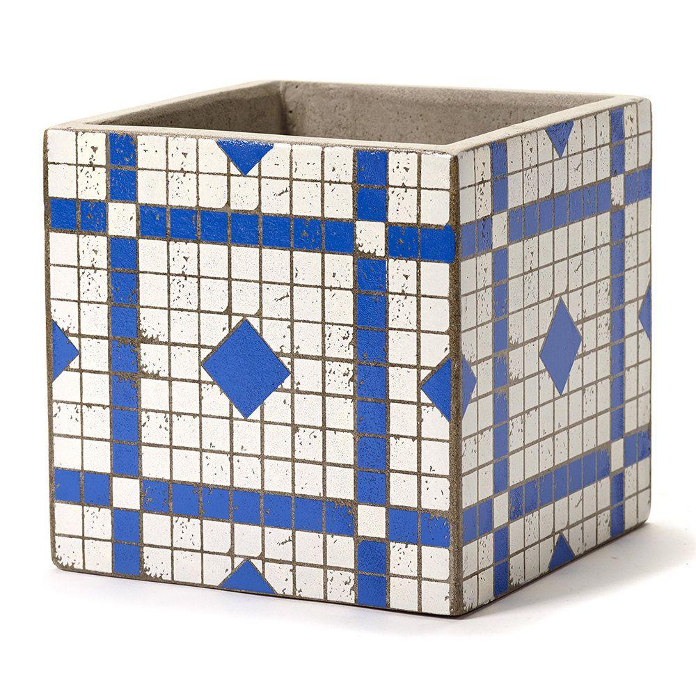 Blue and White Square Logo - Serax - Marie Mosaic Blue/White Square Plant Pot - 17cm | £22.00 ...