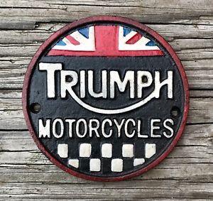 Triumph Circle Logo - TRIUMPH MOTORCYCLES Vintage Cast Iron Circular Sign | eBay