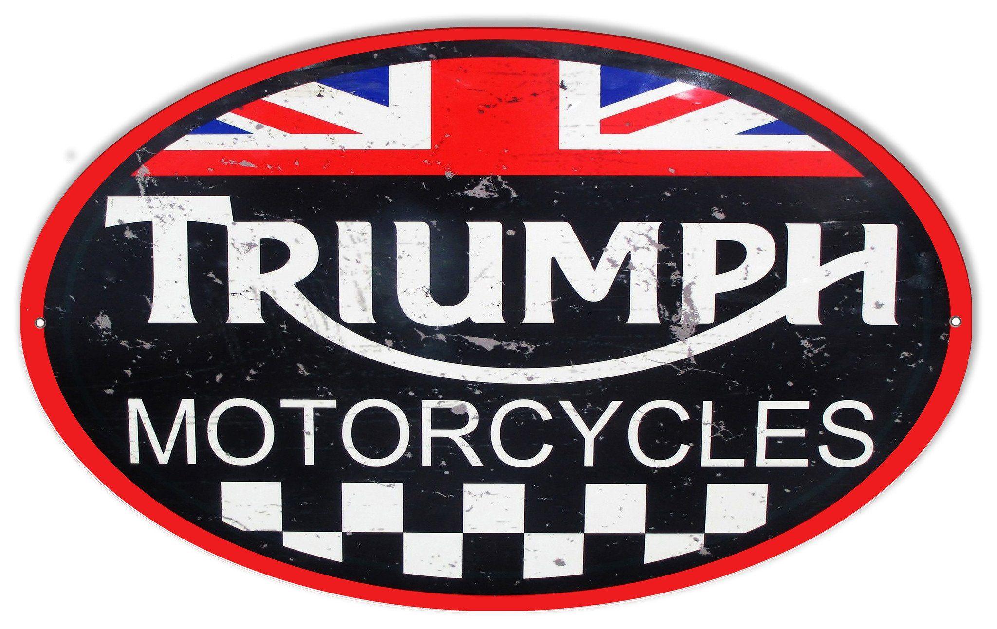 Vintage Triumph Logo - Large Triumph Motorcycles Reproduction Garage Shop Metal Sign 11″x18 ...