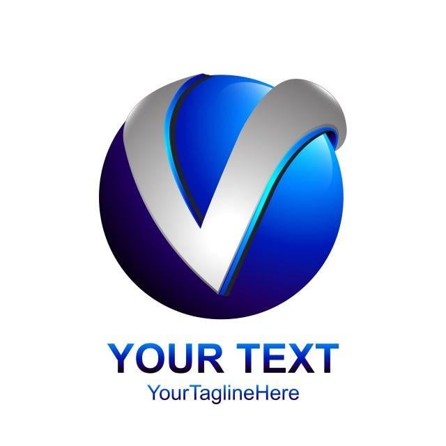 Blue Letter V Logo - initial letter v logo template colored blue circle sphere design ...