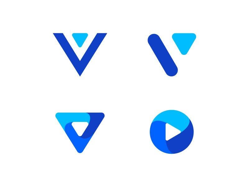 Blue Letter V Logo - Letter V media logo by Insigniada Agency. Dribbble