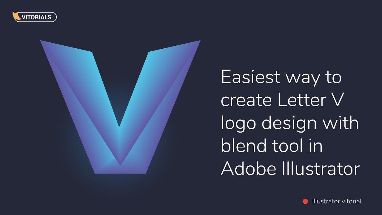 Blue Letter V Logo - Create letter v logo with blend tool in Adobe Illustrator - YouTube