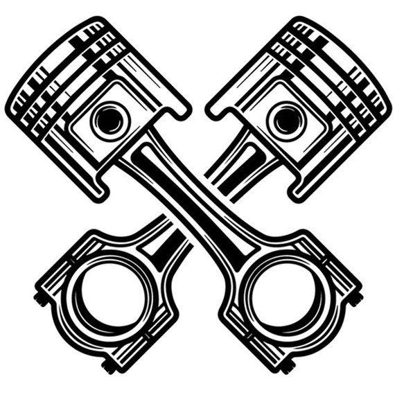 Mechanic Piston Logo - Mechanic Logo 75 Chrome Piston Crossed Engine Auto Car Part | Etsy