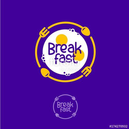 Fast Eggs Logo - Breakfast logo. Cafe or snack emblem. Scrambled eggs and forks