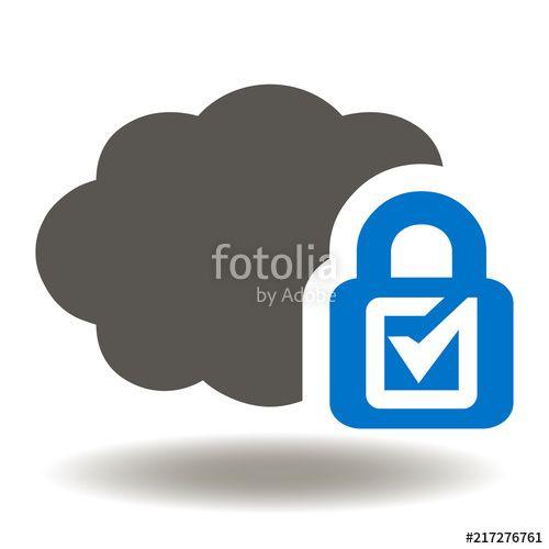 Check Mark with a Web and Tech Logo - Cloud Lock Check Mark Icon vector. Security Cloud Computing