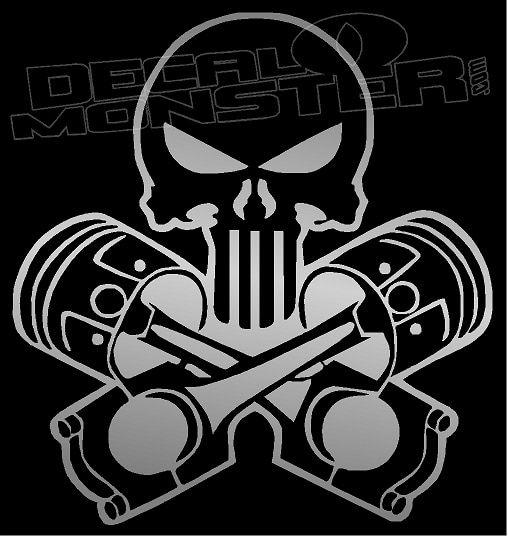 Mechanic Piston Logo - Punisher Skull Mechanic Piston Cross Decal Sticker - Decal Max