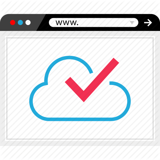 Check Mark with a Web and Tech Logo - Browser, check mark, cloud, internet icon