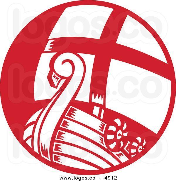 Red White Boat Logo - Royalty Free Vector of a Red and White Viking Boat Logo. Tattoos