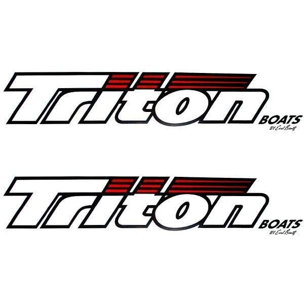 Red White Boat Logo - Triton 180300 White / Black / Red Vinyl Boat Decals Pair. Great