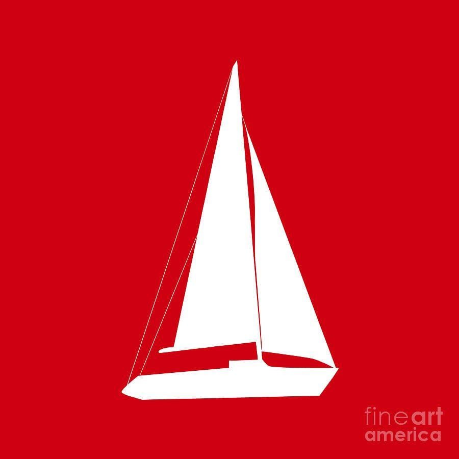 Red White Boat Logo - Sailboat In Red And White Digital Art by Jackie Farnsworth