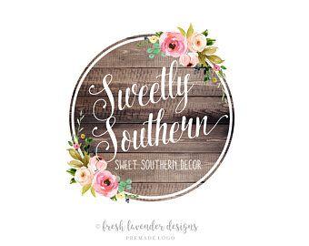 Wooden Rustic Flower Logo - Shabby chic logo