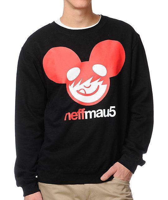 Neff Mau5 Logo - Neff x Deadmau5 Icon Black Crew Neck Sweatshirt | Zumiez