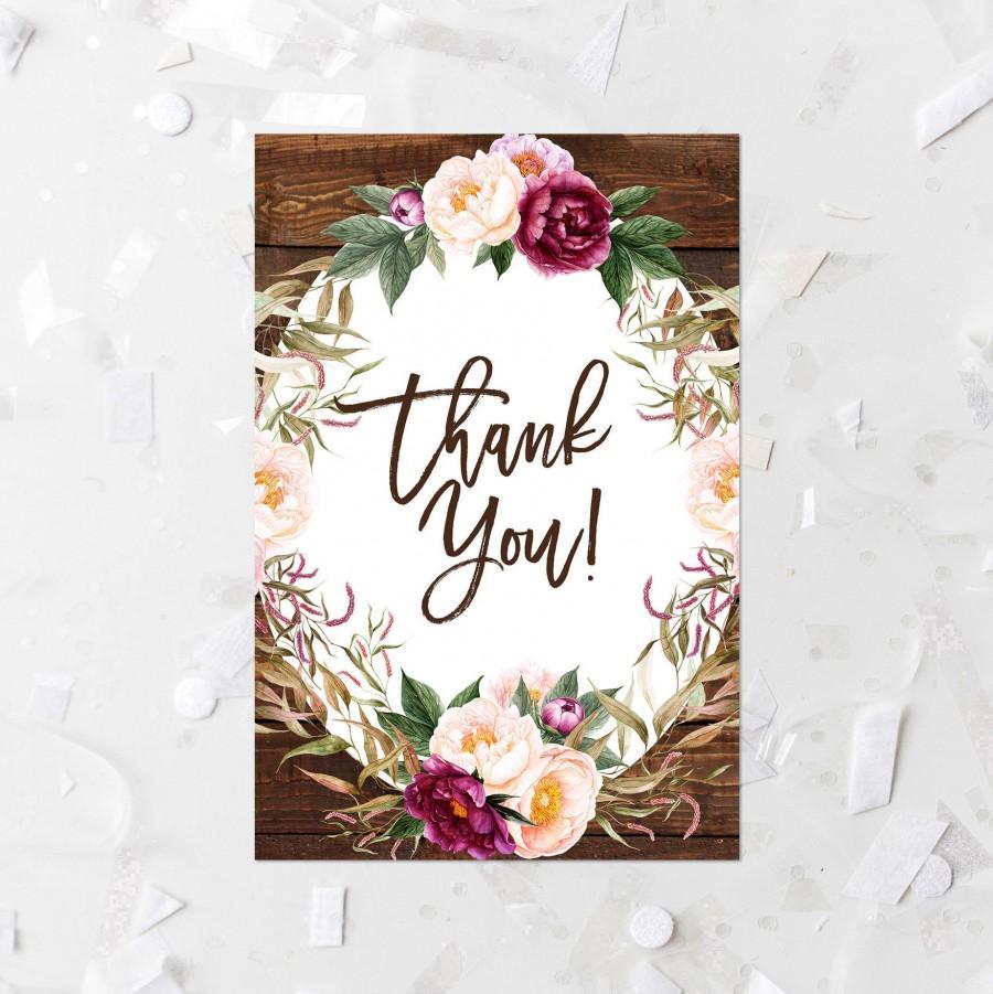Wooden Rustic Flower Logo - Rustic Floral Thank You Card Printable Floral Wood Bridal Shower