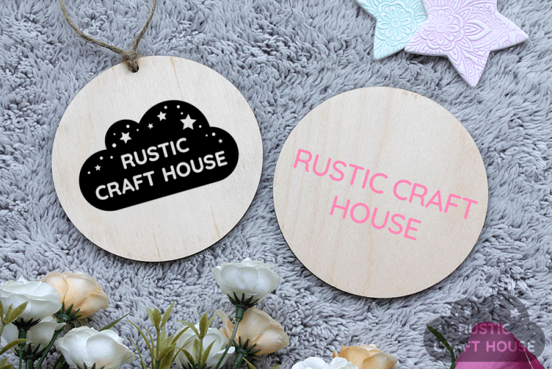 Wooden Rustic Flower Logo - Custom Wood Logo Prop 10CM Craft House