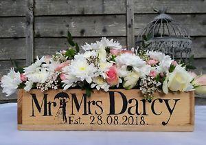 Wooden Rustic Flower Logo - MR&MRS FLOWER BOX RUSTIC WEDDING TABLE CENTERPIECE PERSONALIZED ...