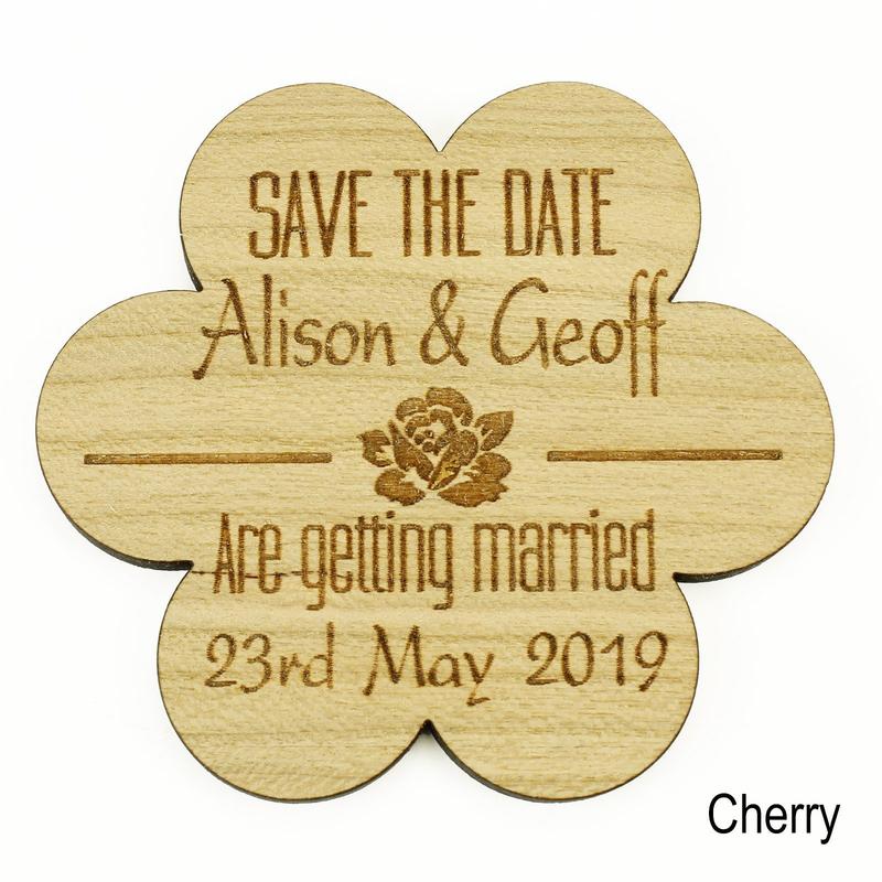 Wooden Rustic Flower Logo - Save the Date Magnet Wooden Rustic Wedding Invitation