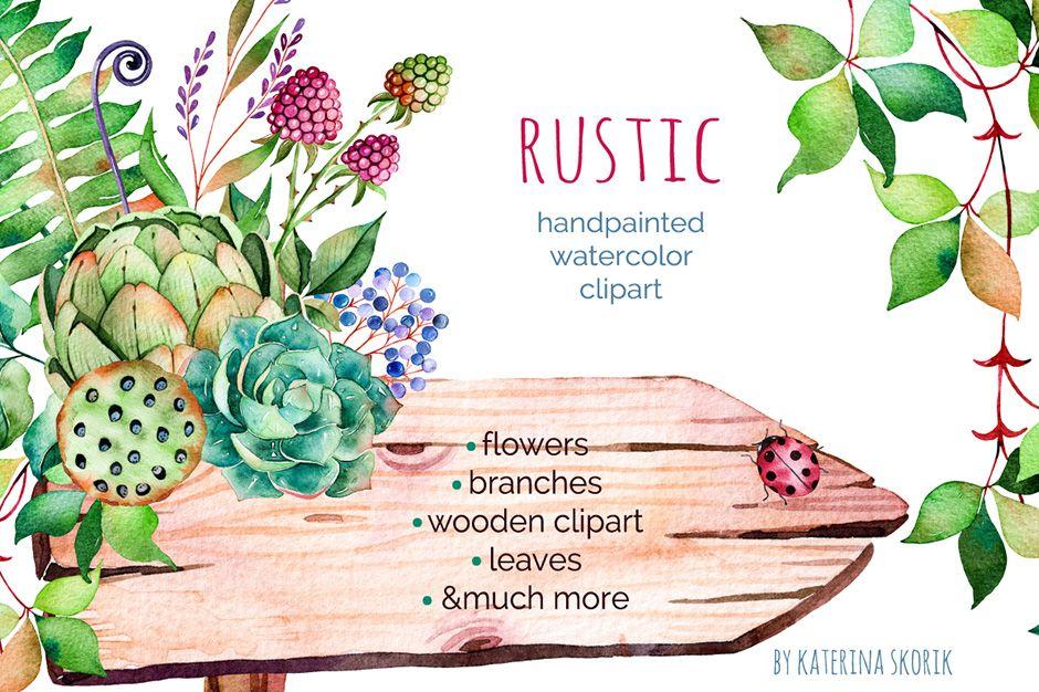 Wooden Rustic Flower Logo - A Colorful Collection of Rustic Floral Design Elements