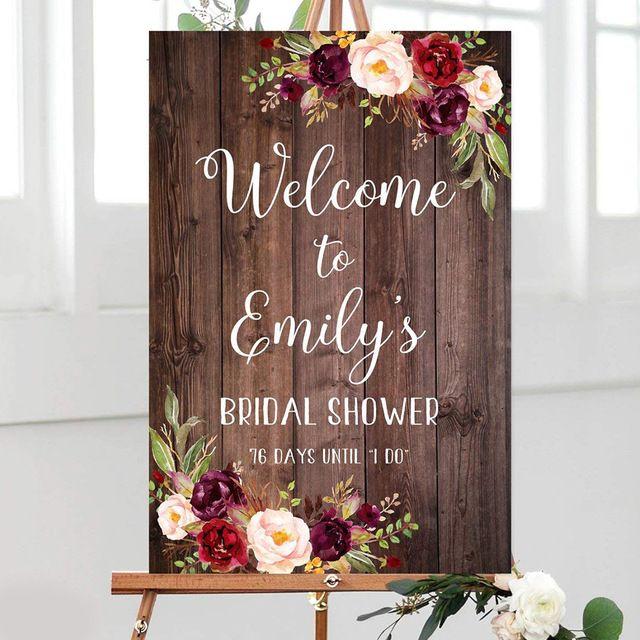 Wooden Rustic Flower Logo - Rustic Welcome Wedding Sign, Wood Plaque Welcome Bridal Shower Party
