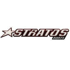 Red White Boat Logo - Stratos OEM 7D424 STRATOS BOATS Black Red White 13 X 2 1 4 Inch