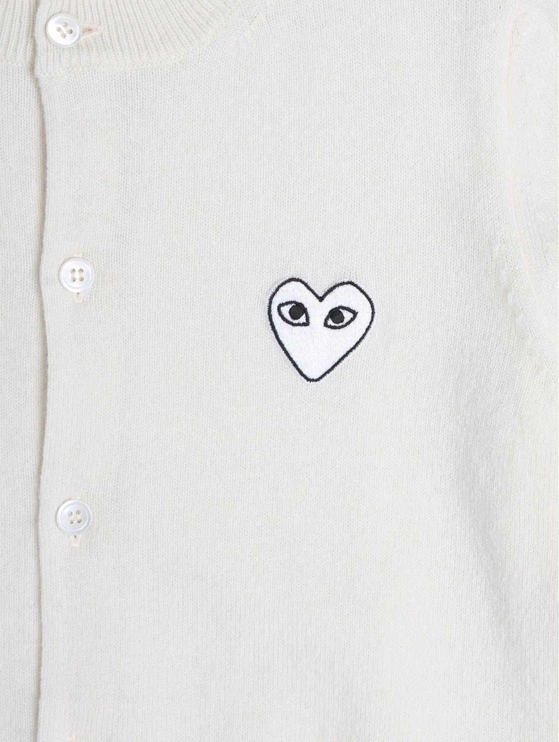 Off White Heart Logo - Comme des Garcons Play White Heart Logo Cardigan in Off White