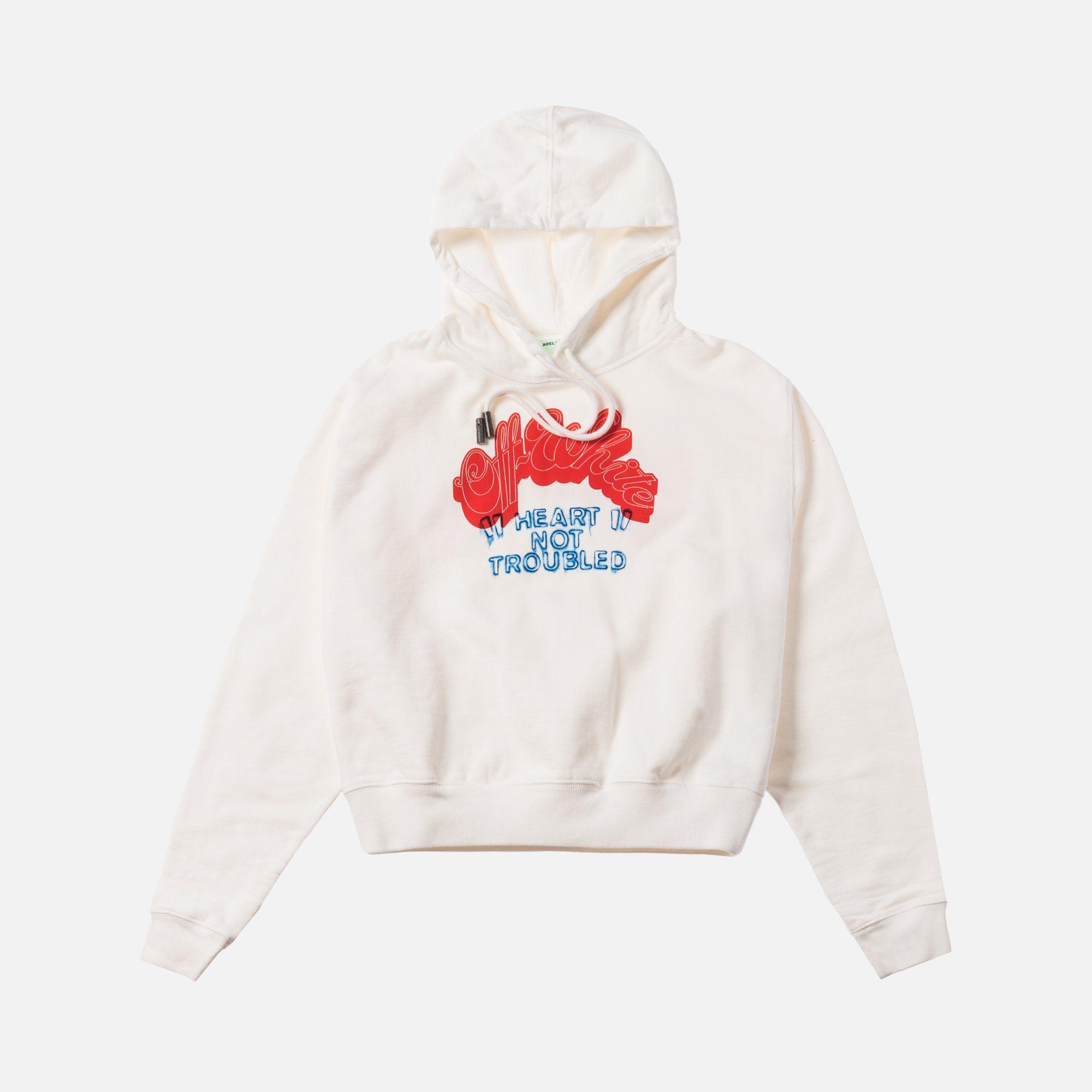 Off White Heart Logo - Off White Heart Not Trouble Crop Hoodie / Red