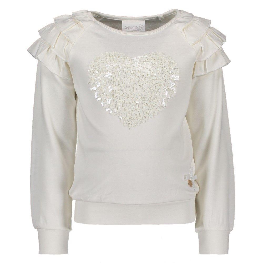 Off White Heart Logo - Le Chic - Off White Heart Sweater - 5320 - Kiddie Boutique By Claire
