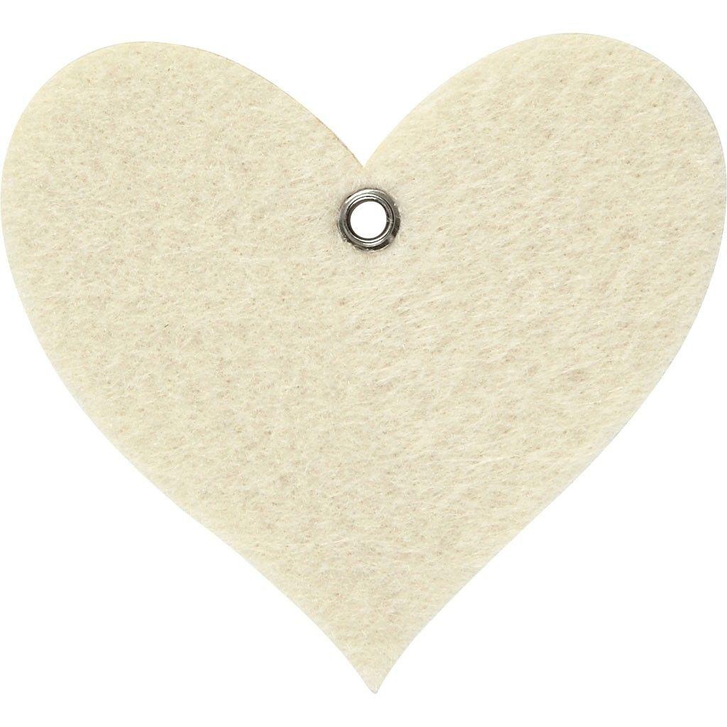 Off White Heart Logo - Felt Shape, Size 8x7 Cm, Thickness 3 Mm, Off White, Heart, 5pcs