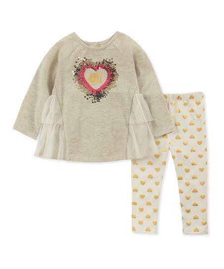 Off White Heart Logo - Juicy Couture Oatmeal Juicy Ruffle-Accent Top & Off-White Heart ...