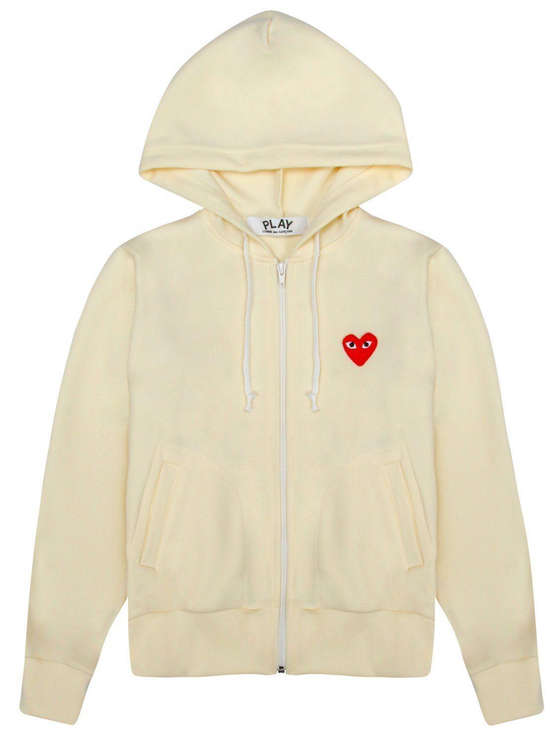 Off White Heart Logo - Comme Des Garcons PLAY Red Heart Hoodie Off White. HERVIA.COM