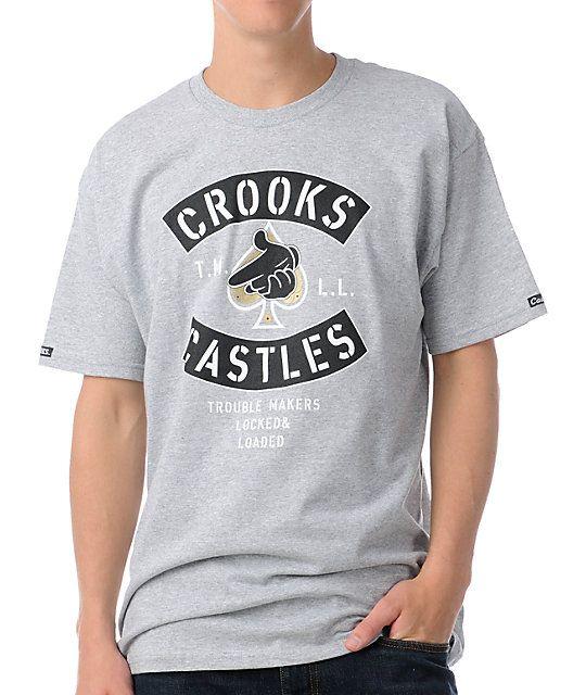 Crooks and Castles Handgun Logo - Crooks and Castles Air Gun Spade Grey T-Shirt | Zumiez