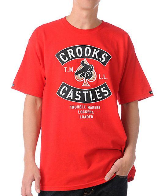 Crooks and Castles Handgun Logo - Crooks And Castles Air Gun Spade Red T Shirt