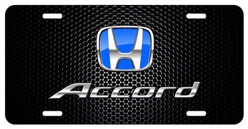 Honda Accord Logo - Honda Accord Blue Logo Punch Grille Black Metal License Plate ...