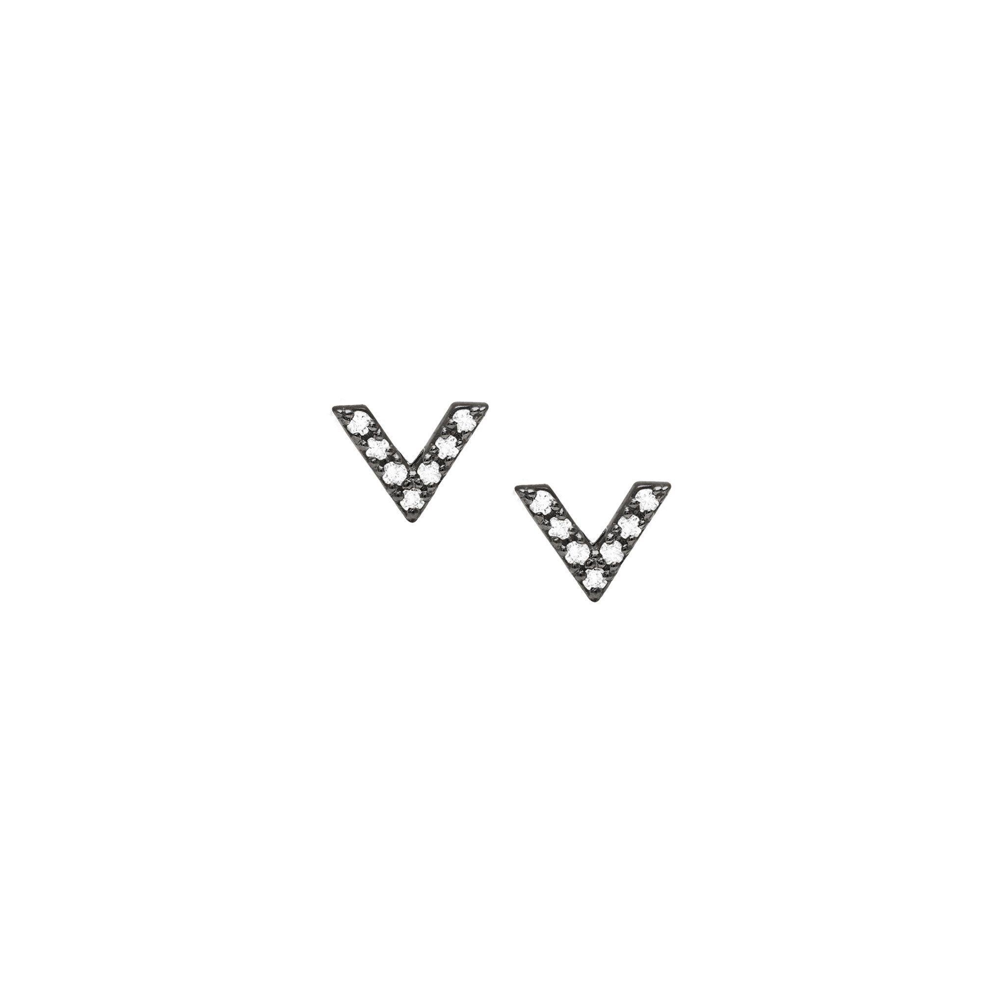 White Diamonds Logo - Diamond Dagger Stud Earrings Rhodium with White Diamonds