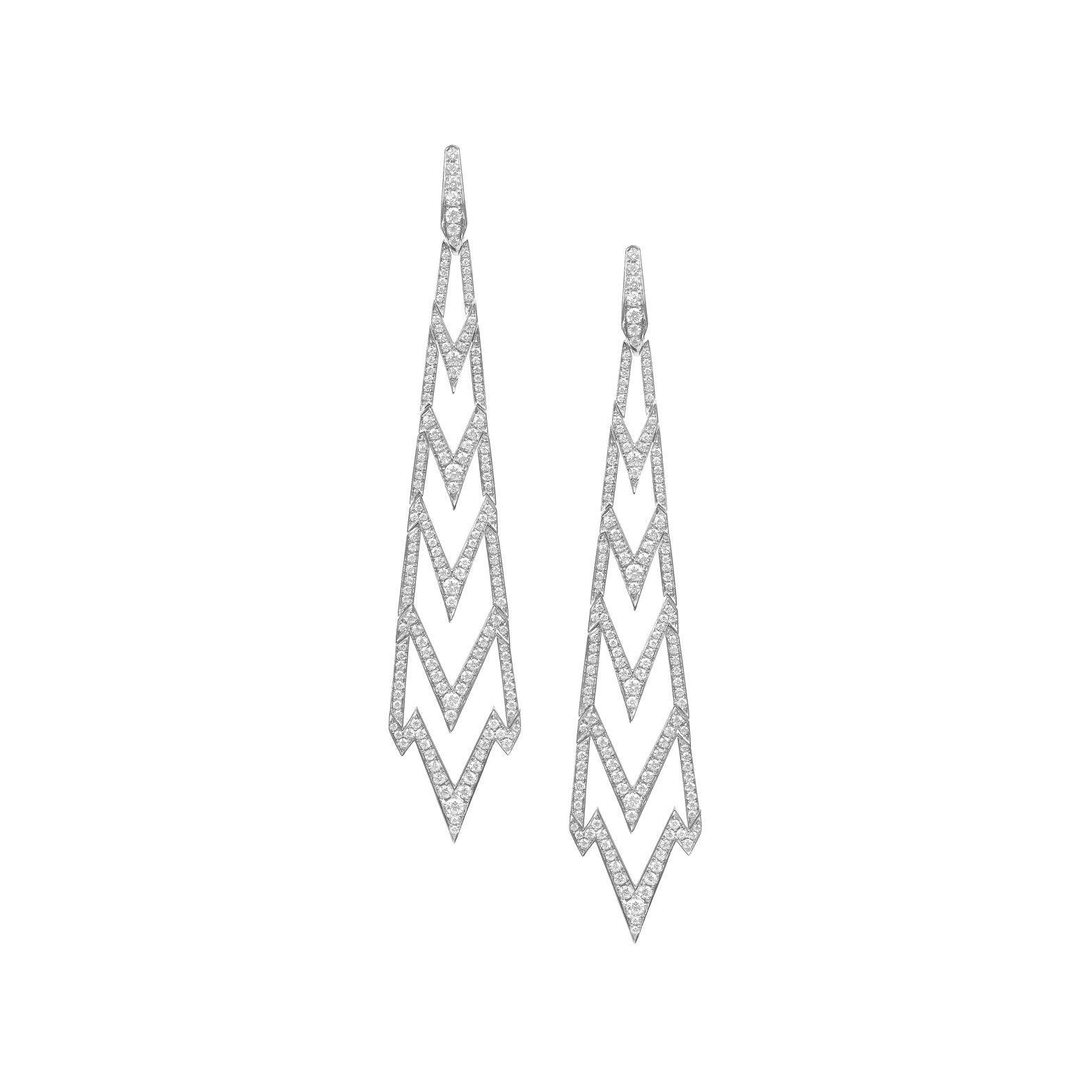 White Diamonds Logo - Long Earrings With White Diamonds Set in White Gold