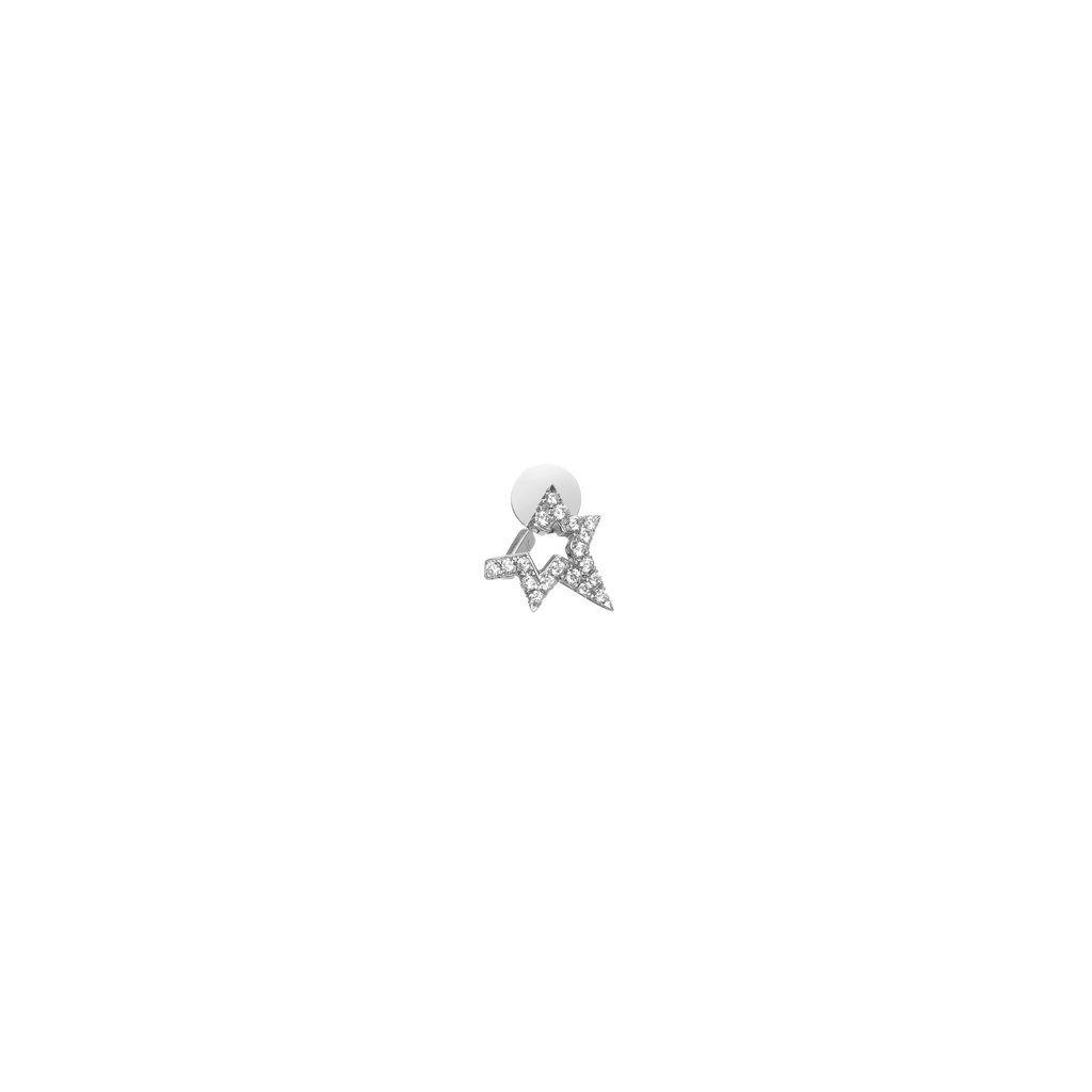 White Diamonds Logo - Single Small Star Earring with Pave White Diamonds