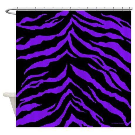 Purple and Black Tiger Logo - Purple and Black Tiger Stripes Shower Curtain by rainbowhot