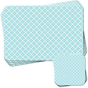Blue and White Square Logo - Blue & White Square Repeating Pattern Set of 4 Placemats and ...