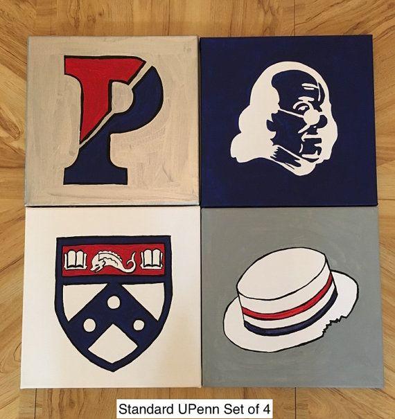 Stretched P Logo - Show your Penn pride! This set of four 12x12 acrylic paintings