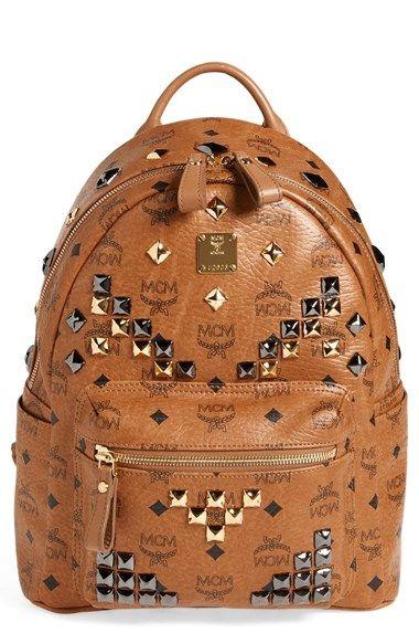 MCM Clothing Logo - MCM 'Small Stark - Visetos' Studded Logo Print Backpack available at ...