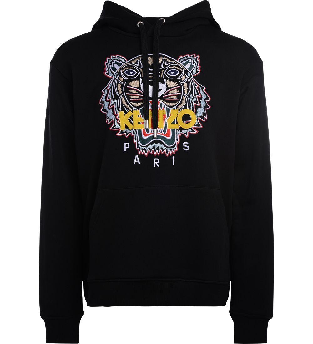 Purple and Black Tiger Logo - Kenzo Tiger-Embroidered Cotton Hoodie - Black Size Xl In Purple ...