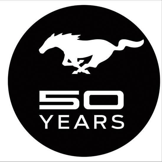 Stretched P Logo - Mustang 50 Years Black Logo Stretched Canvas Print by